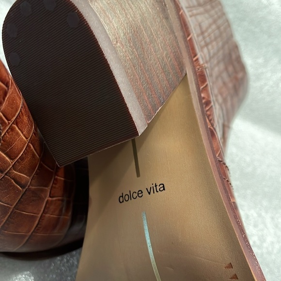 Dolce Vita Ankle Boots Size 6 Brown Embossed BlockHeel SquareToe Western Cowgirl - Picture 10 of 12